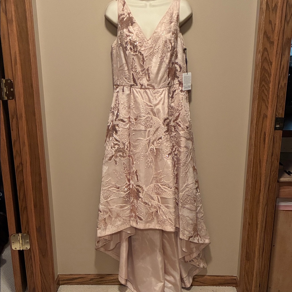 Calvin Klein Pink Floral Prom Dress